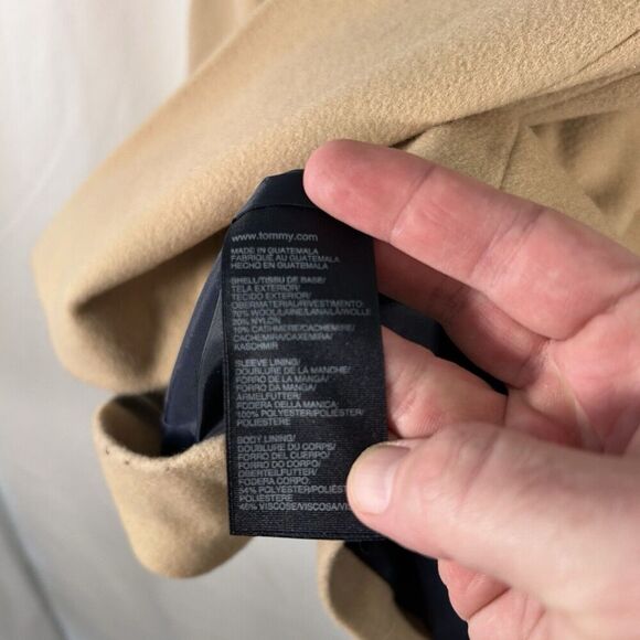 Tommy Hilfiger Long Coat Women's 12 Beige Wool Cashmere Blend 2 Button Front - Picture 10 of 10